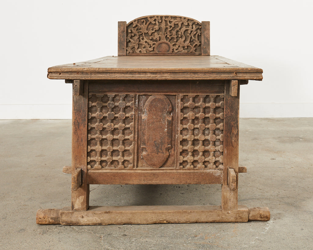 Javanese Carved Teak Indo Wedding Chest Daybed from Bali