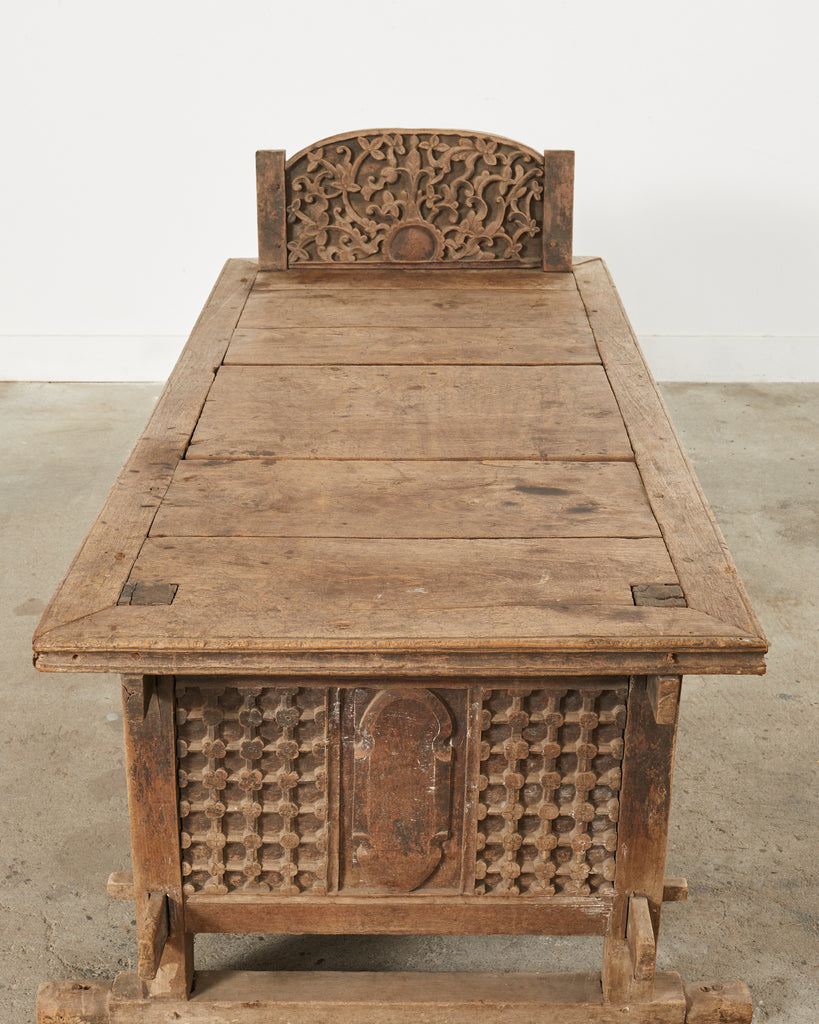 Javanese Carved Teak Indo Wedding Chest Daybed from Bali