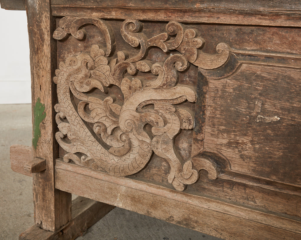 Javanese Carved Teak Indo Wedding Chest Daybed from Bali