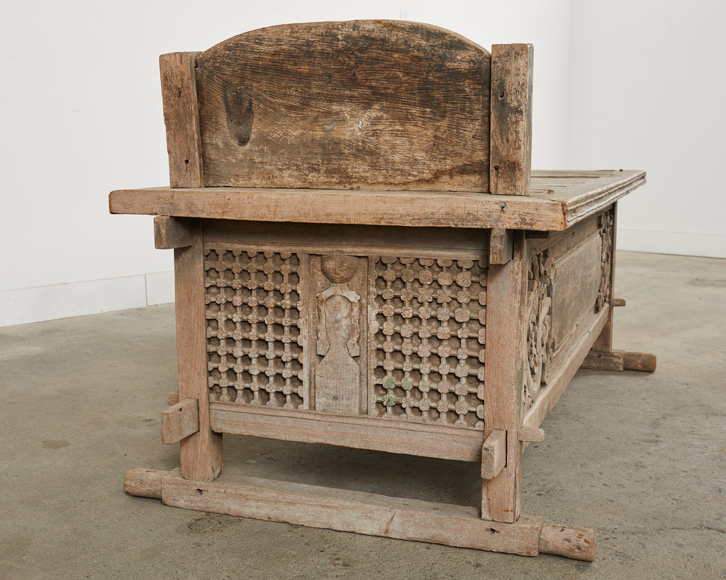 Javanese Carved Teak Indo Wedding Chest Daybed from Bali