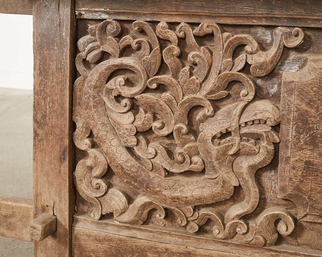 Javanese Carved Teak Indo Wedding Chest Daybed from Bali