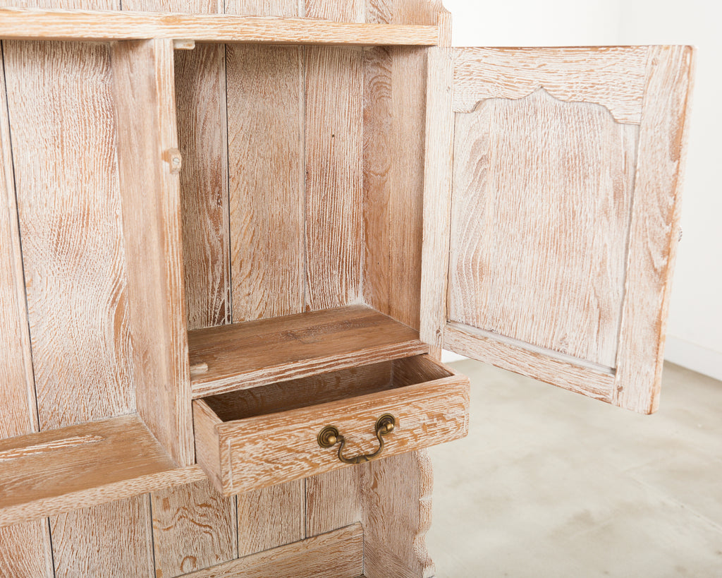 Country English Cerused Limed Oak Welsh Cupboard Dresser