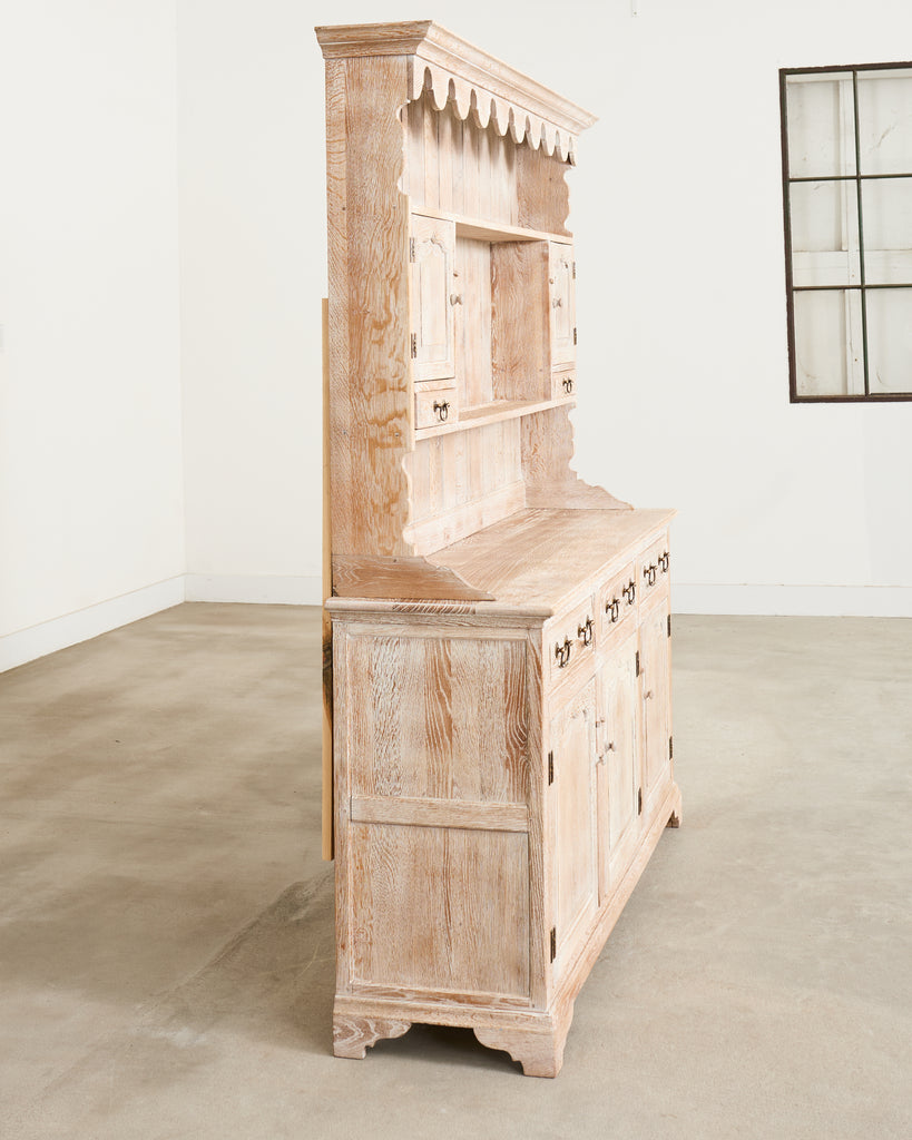 Country English Cerused Limed Oak Welsh Cupboard Dresser