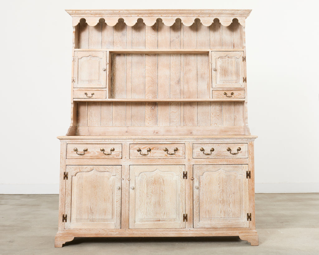 Country English Cerused Limed Oak Welsh Cupboard Dresser