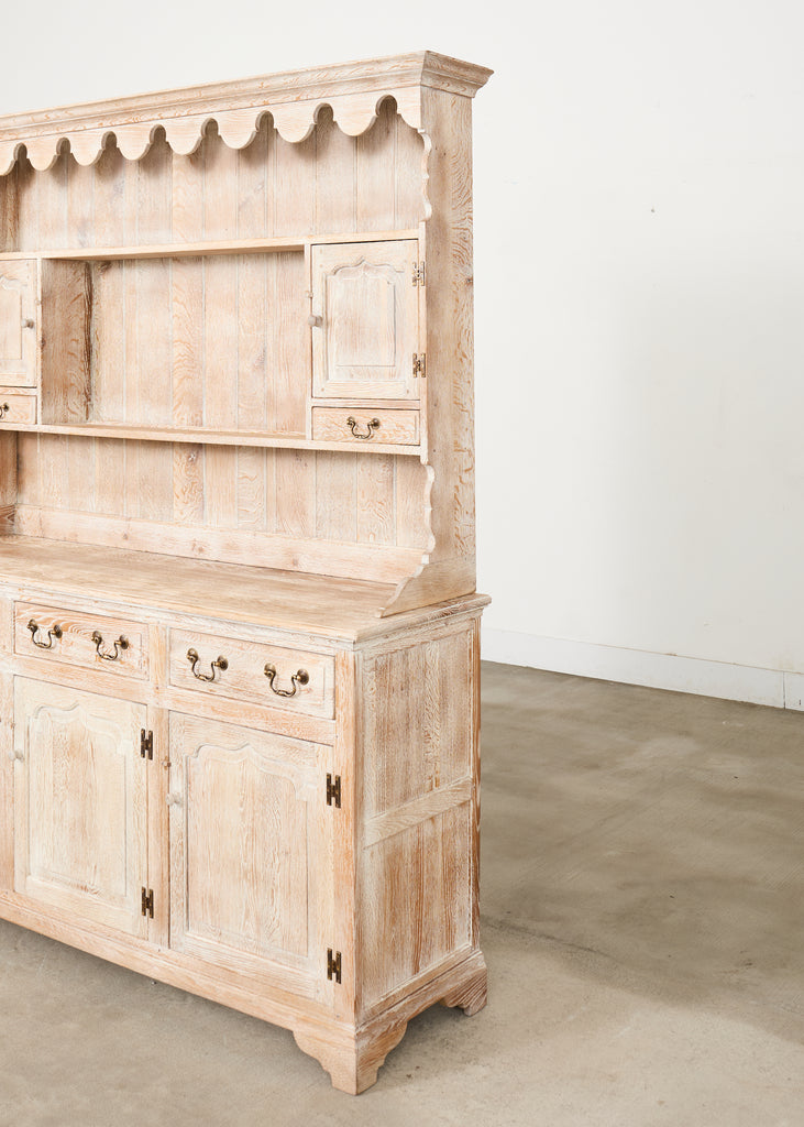 Country English Cerused Limed Oak Welsh Cupboard Dresser