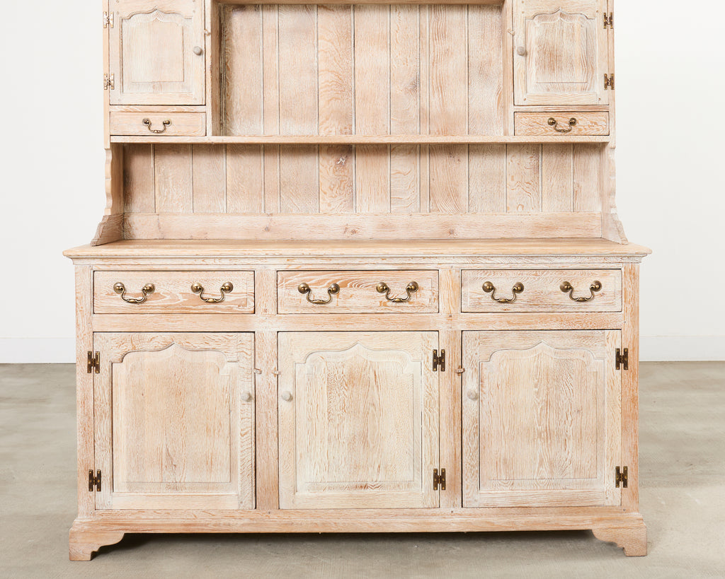 Country English Cerused Limed Oak Welsh Cupboard Dresser