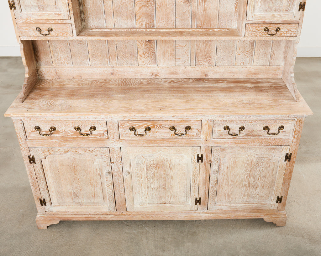 Country English Cerused Limed Oak Welsh Cupboard Dresser