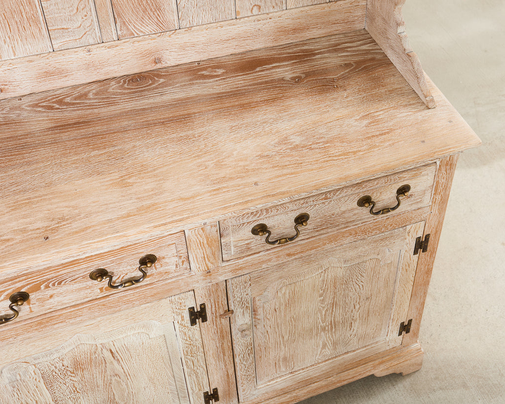 Country English Cerused Limed Oak Welsh Cupboard Dresser