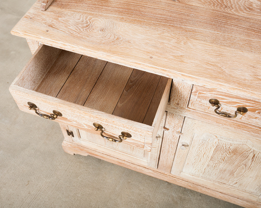 Country English Cerused Limed Oak Welsh Cupboard Dresser