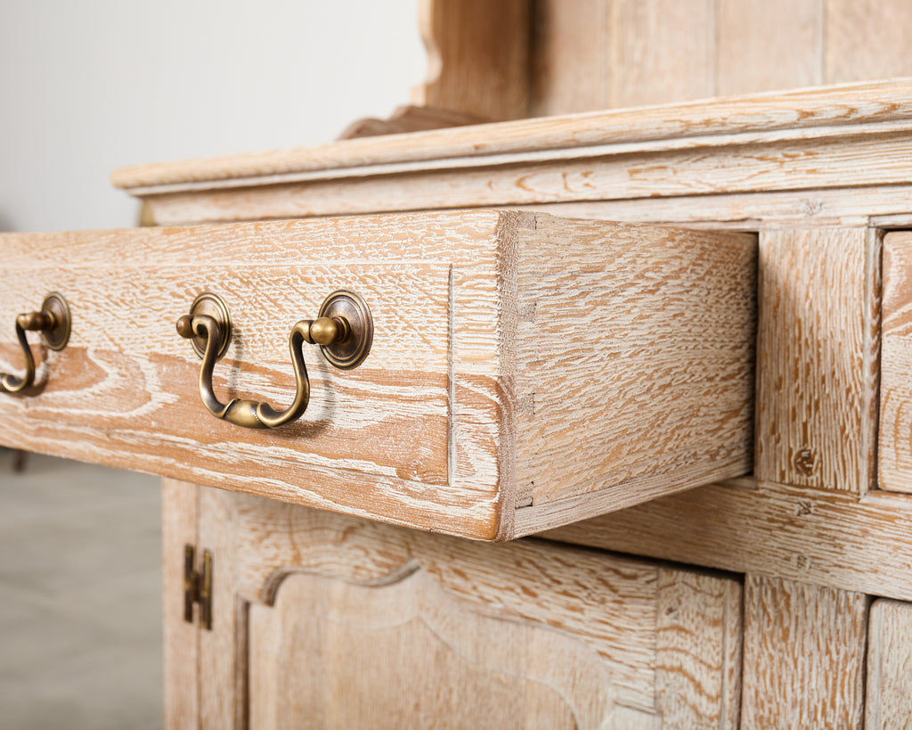 Country English Cerused Limed Oak Welsh Cupboard Dresser