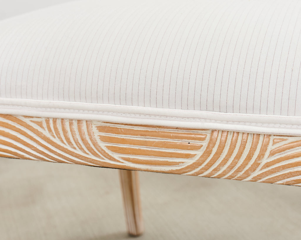 Set of Four Regency Style Cerused Blonde Birch Dining Armchairs