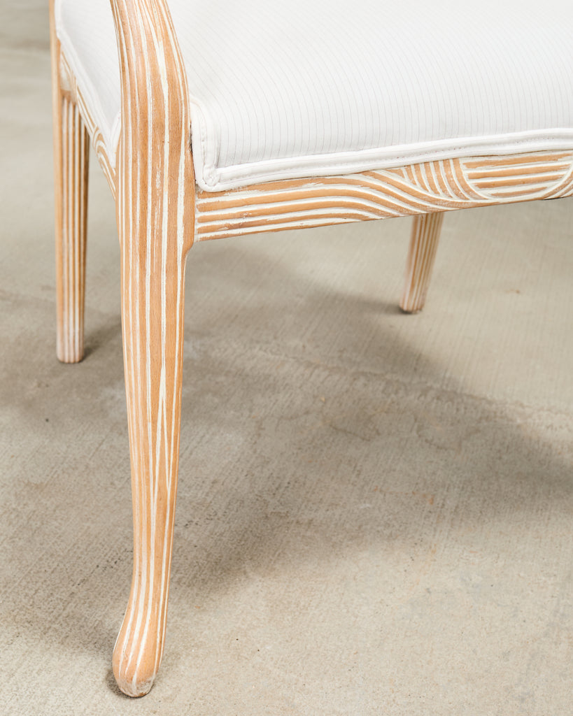 Set of Four Regency Style Cerused Blonde Birch Dining Armchairs