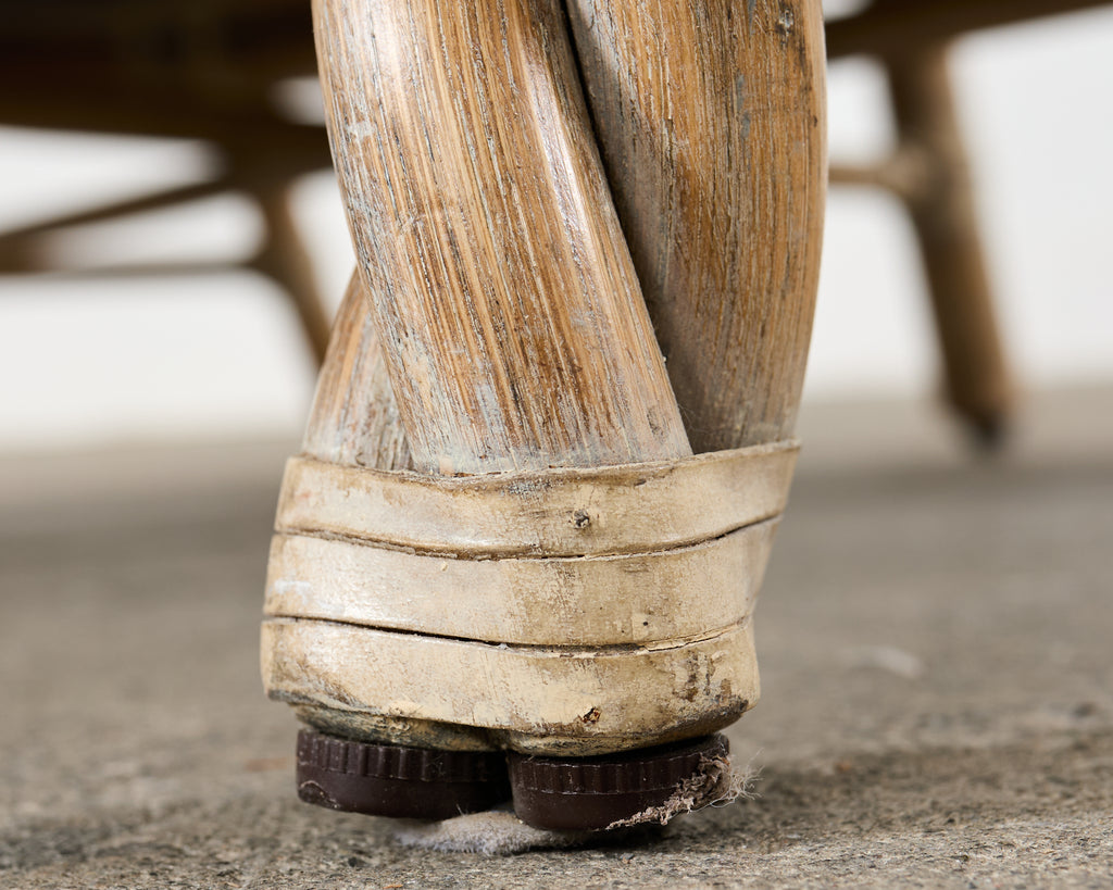 McGuire Cerused Twisted Rattan Settee and Lounge Chair