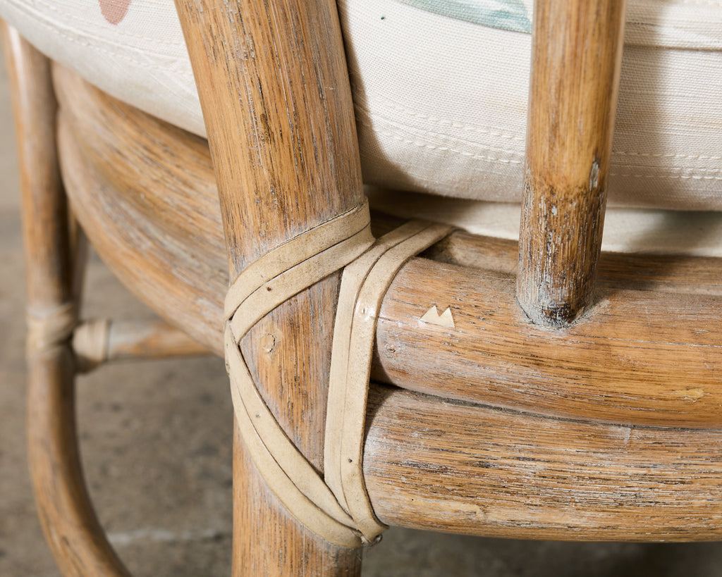 McGuire Cerused Twisted Rattan Settee and Lounge Chair