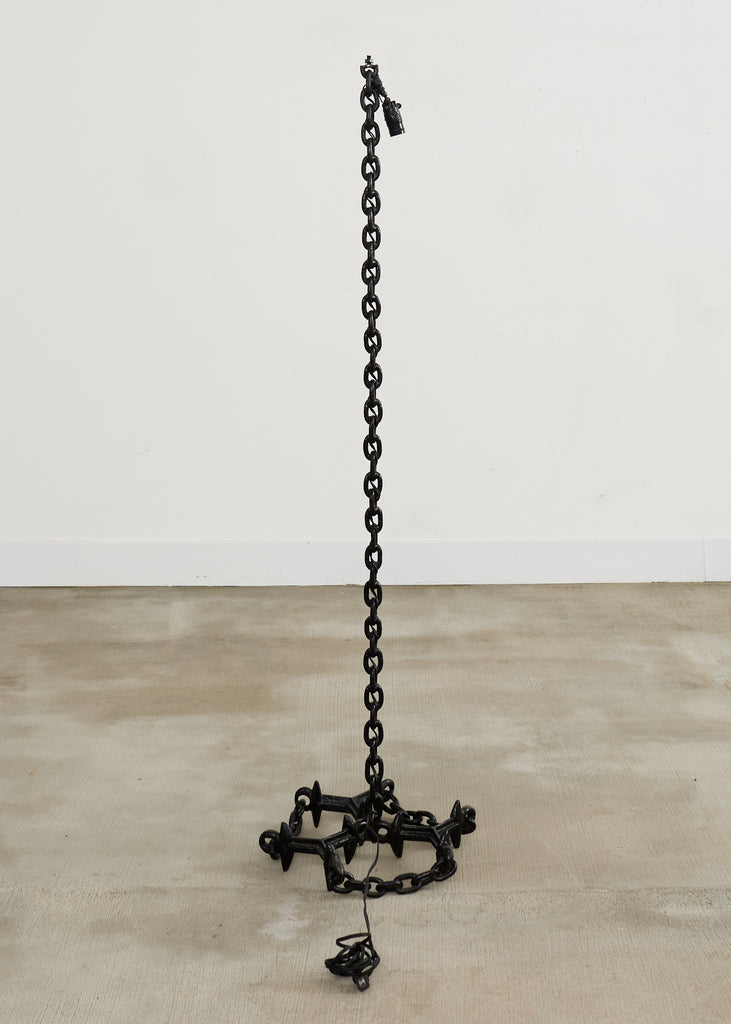 French Industrial Brutalist Iron Chain Link Floor Lamp