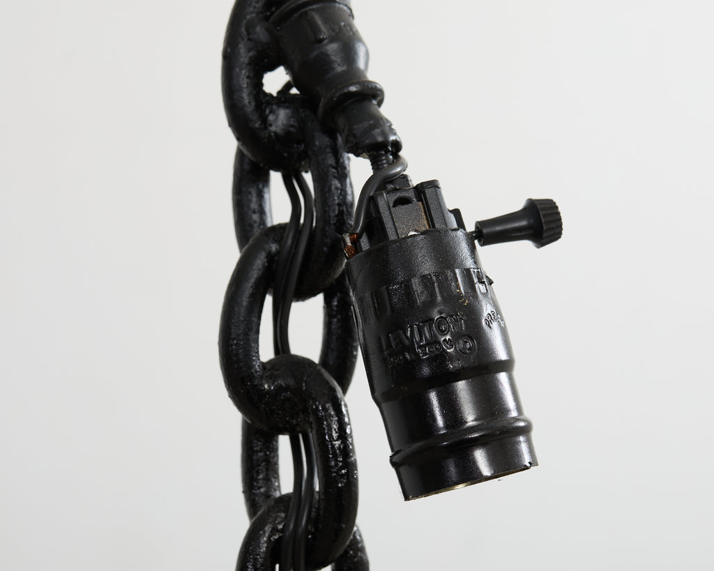 French Industrial Brutalist Iron Chain Link Floor Lamp
