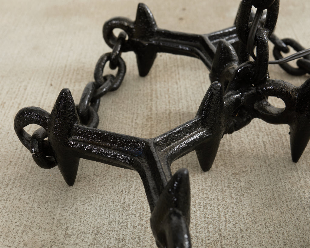 French Industrial Brutalist Iron Chain Link Floor Lamp