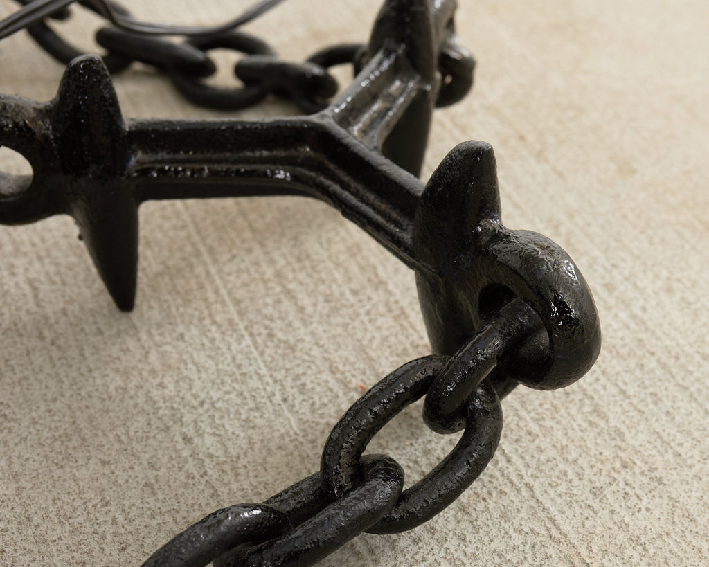 French Industrial Brutalist Iron Chain Link Floor Lamp