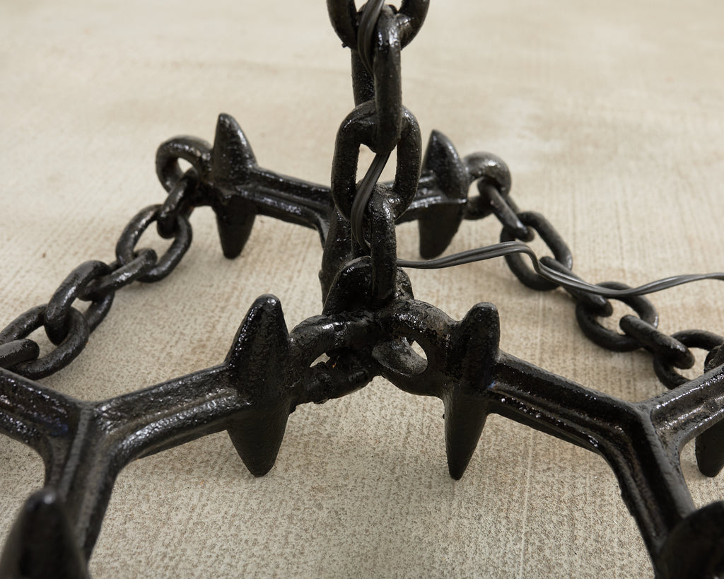 French Industrial Brutalist Iron Chain Link Floor Lamp