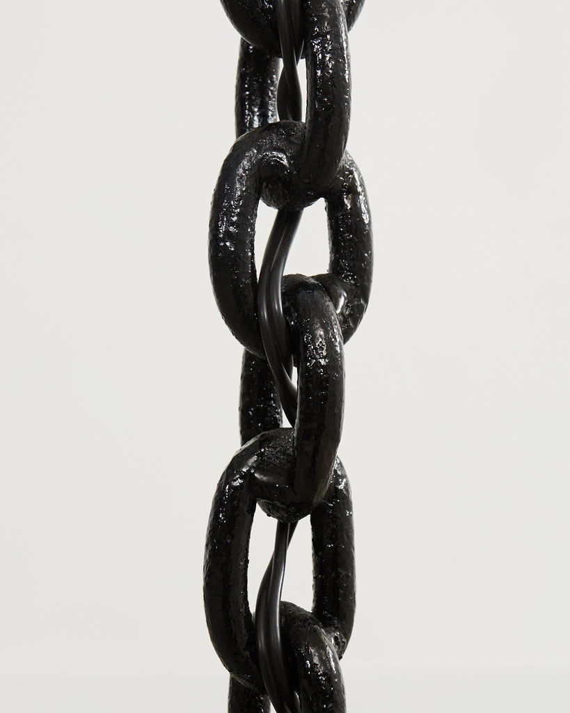 French Industrial Brutalist Iron Chain Link Floor Lamp