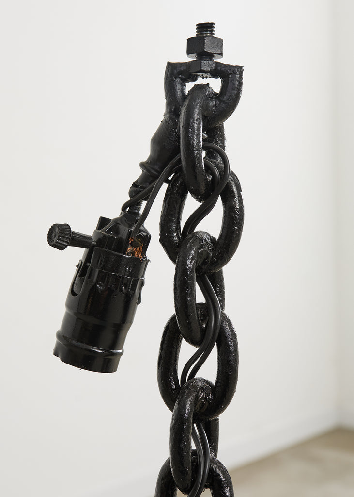 French Industrial Brutalist Iron Chain Link Floor Lamp