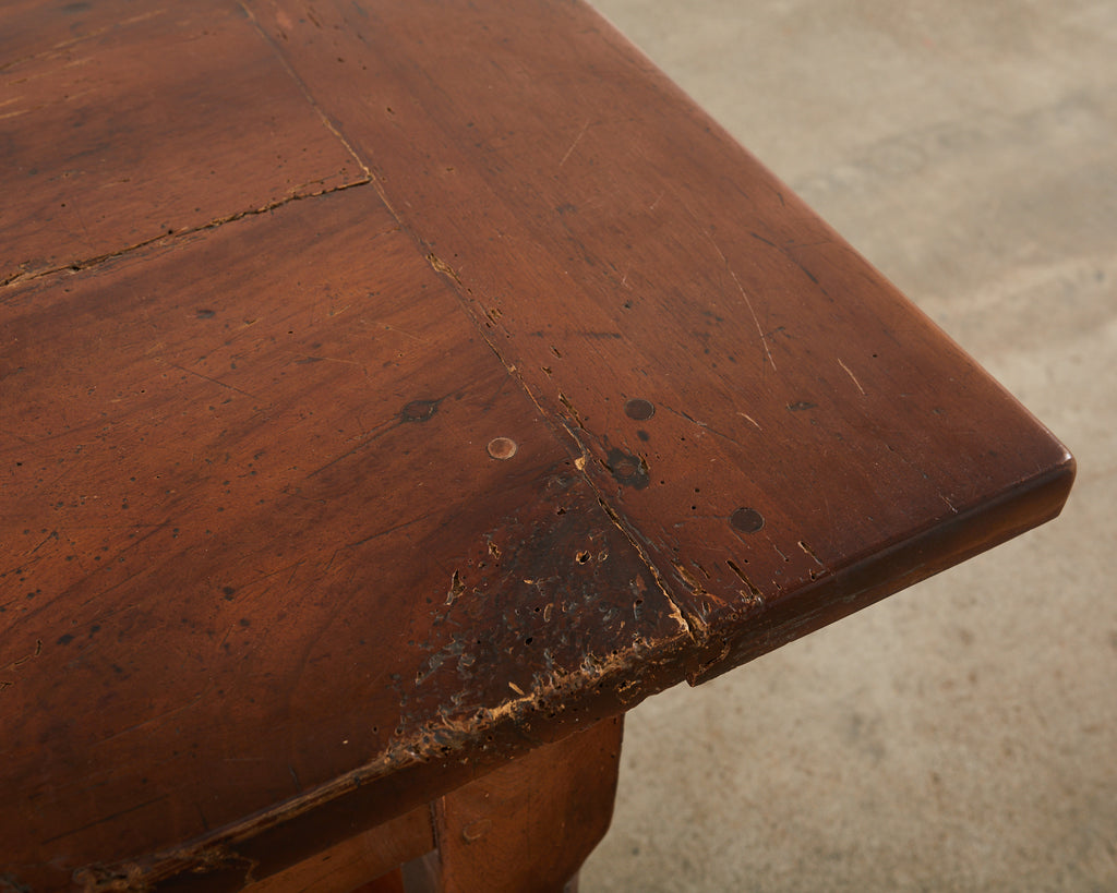 19th Century Country French Provincial Walnut Farmhouse Trestle Table