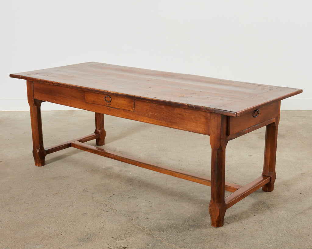 19th Century Country French Provincial Walnut Farmhouse Trestle Table