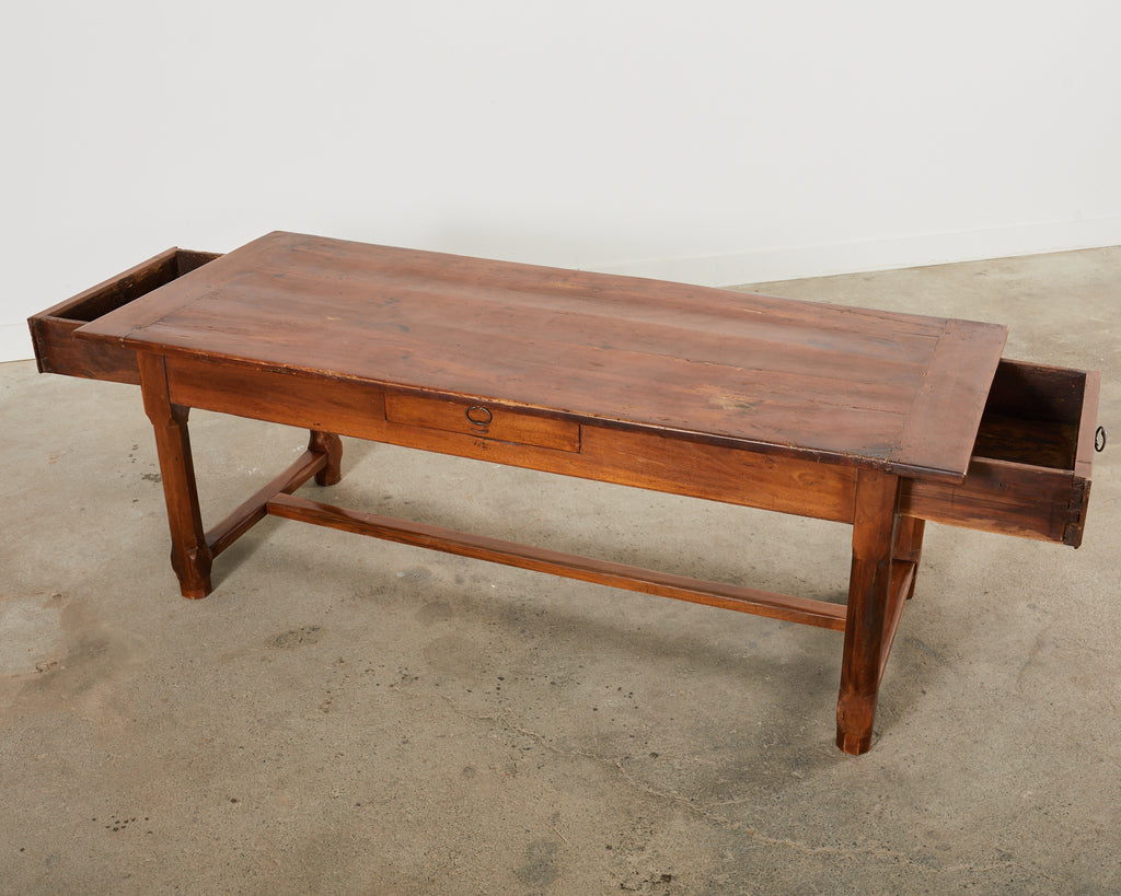 19th Century Country French Provincial Walnut Farmhouse Trestle Table