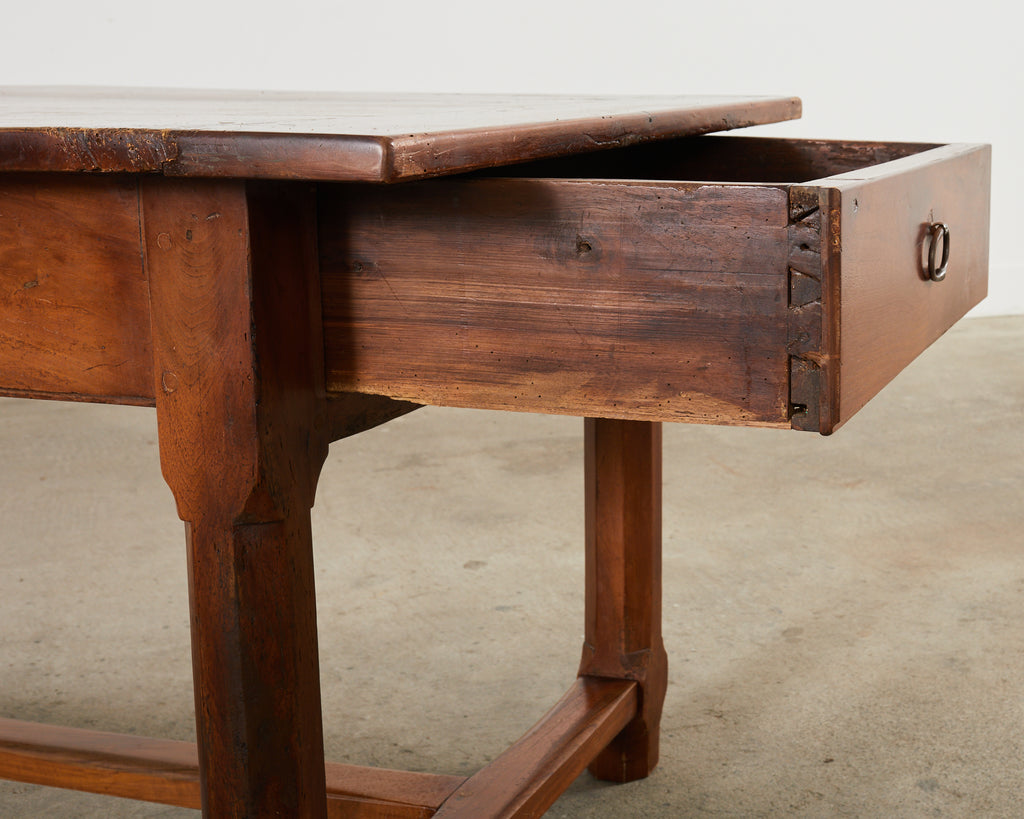 19th Century Country French Provincial Walnut Farmhouse Trestle Table