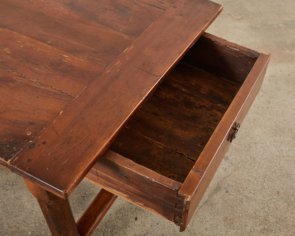 19th Century Country French Provincial Walnut Farmhouse Trestle Table