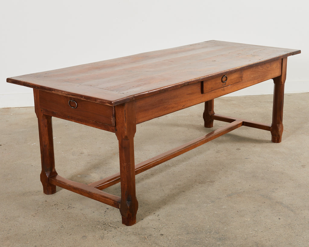 19th Century Country French Provincial Walnut Farmhouse Trestle Table