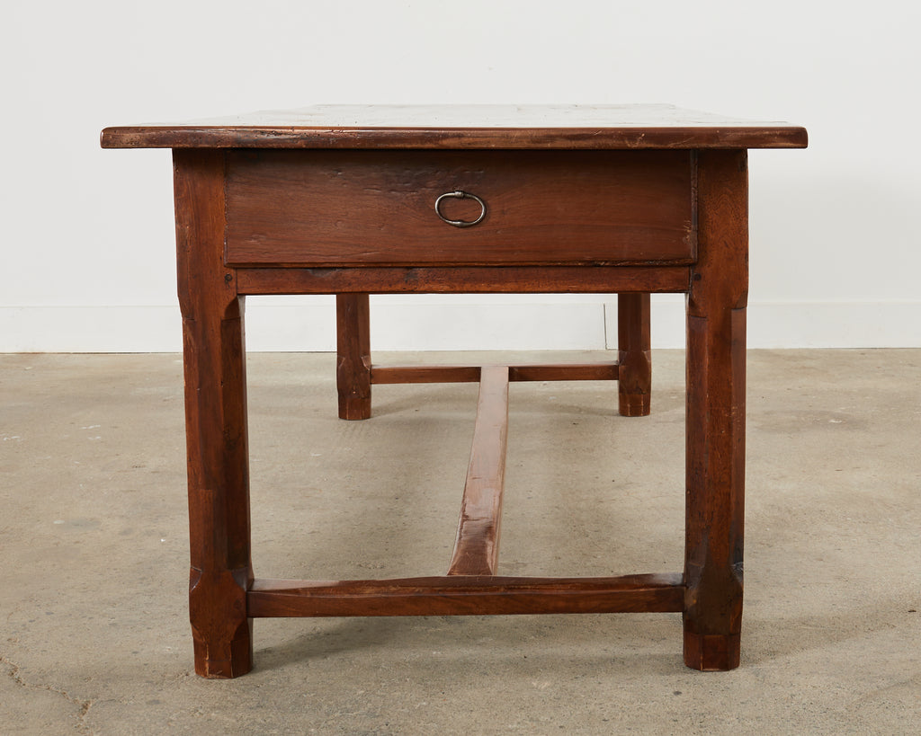 19th Century Country French Provincial Walnut Farmhouse Trestle Table