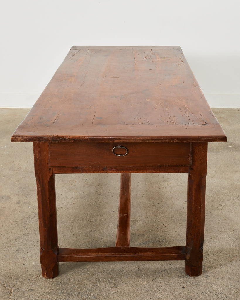 19th Century Country French Provincial Walnut Farmhouse Trestle Table