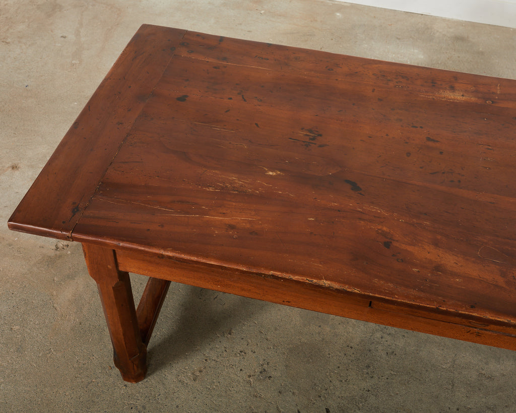 19th Century Country French Provincial Walnut Farmhouse Trestle Table