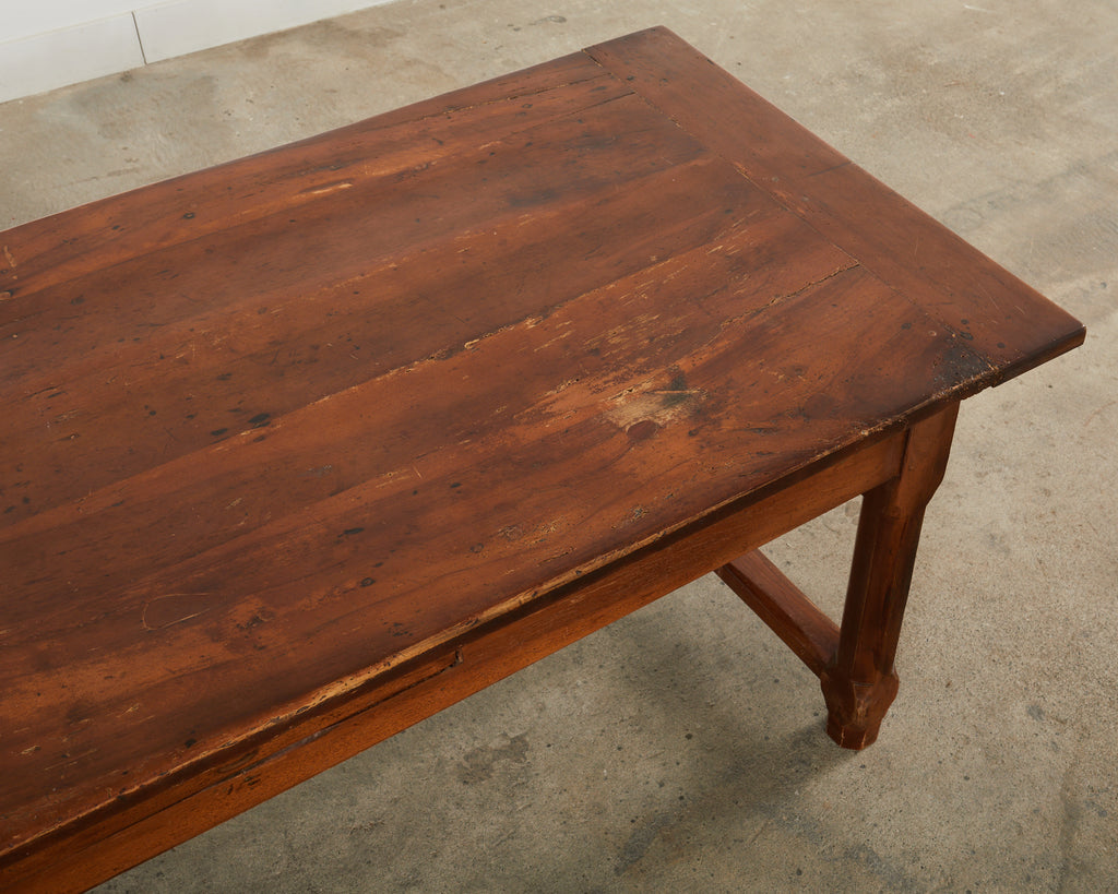 19th Century Country French Provincial Walnut Farmhouse Trestle Table