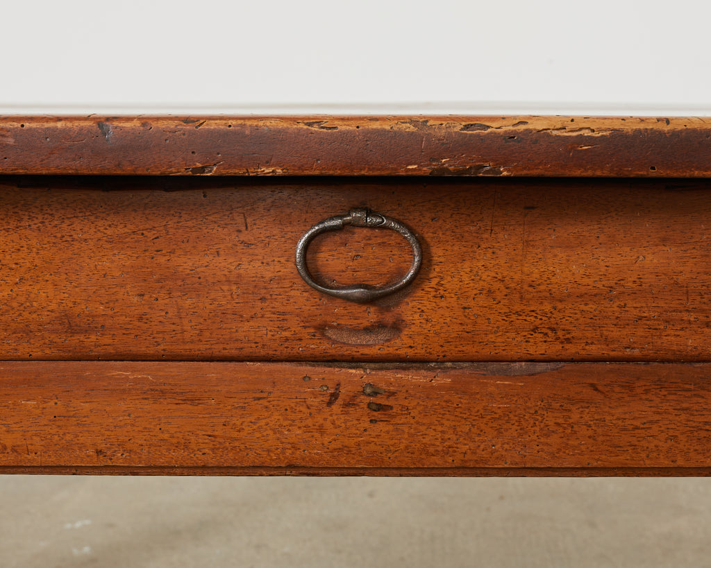 19th Century Country French Provincial Walnut Farmhouse Trestle Table