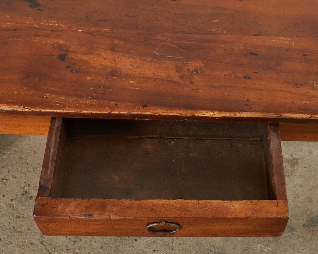 19th Century Country French Provincial Walnut Farmhouse Trestle Table