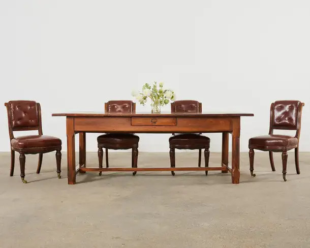 19th Century Country French Provincial Walnut Farmhouse Trestle Table