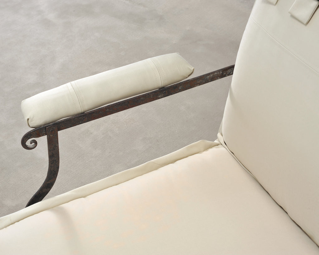 Late 19th C. French Campaign Style Iron Bronze Chaise Longue