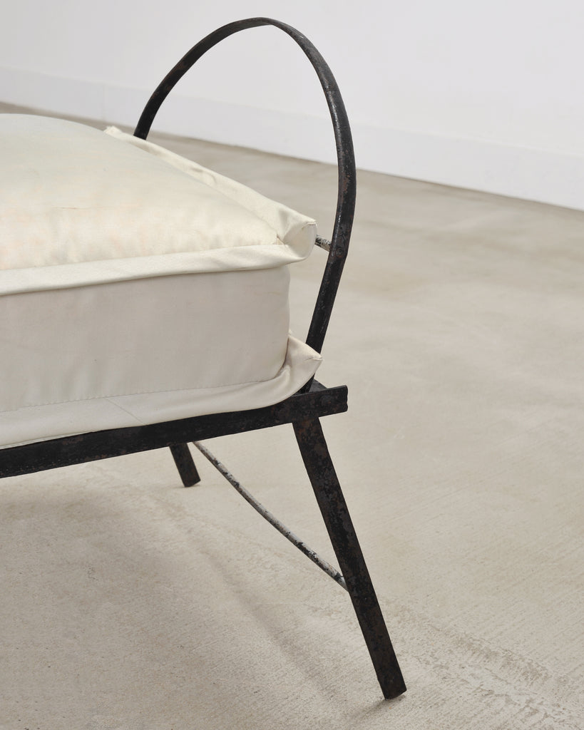 Late 19th C. French Campaign Style Iron Bronze Chaise Longue