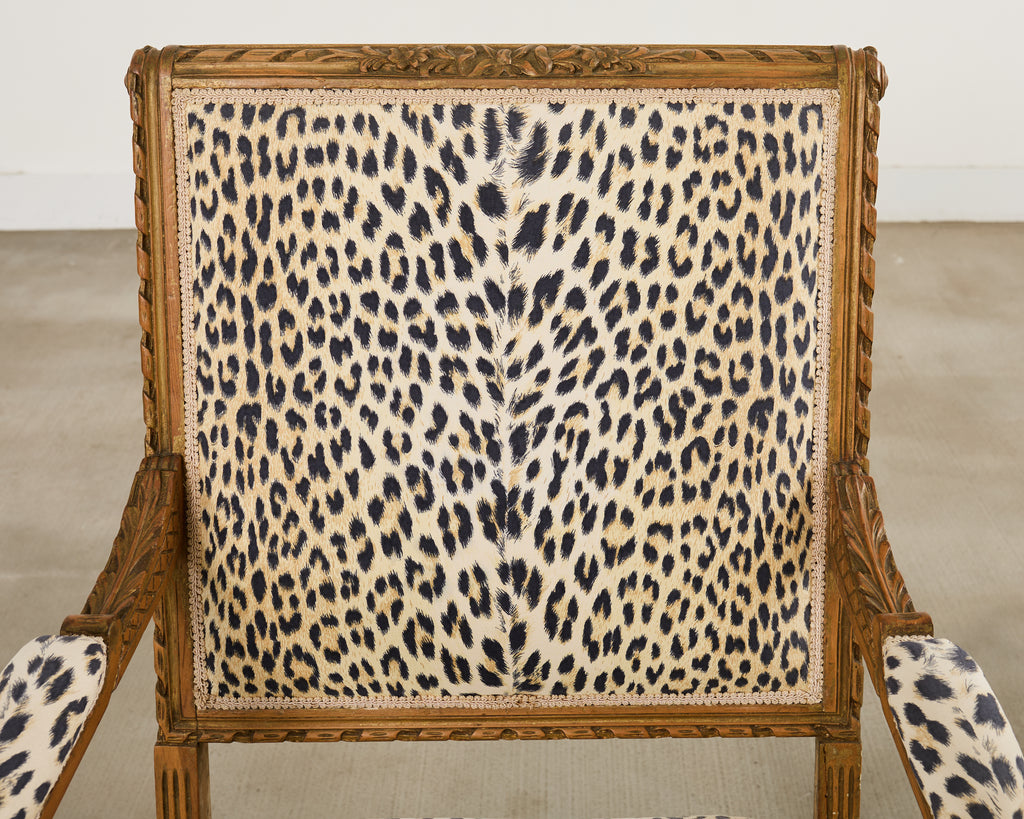 Pair of French Louis XVI Style Carved Beech Armchairs