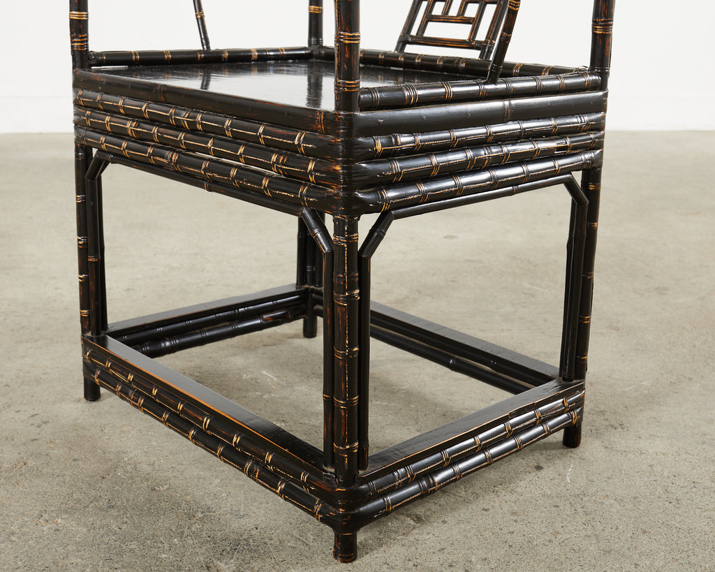 Pair of Chinese Ming Style Bamboo Horseshoe Armchairs