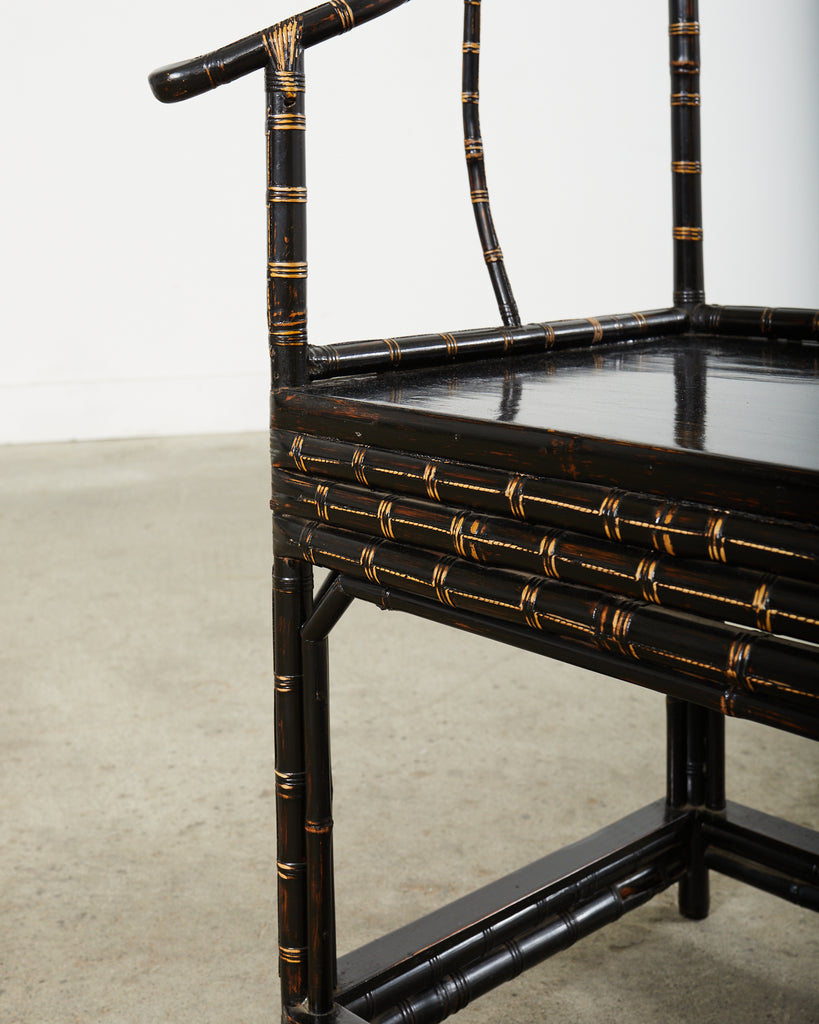 Pair of Chinese Ming Style Bamboo Horseshoe Armchairs