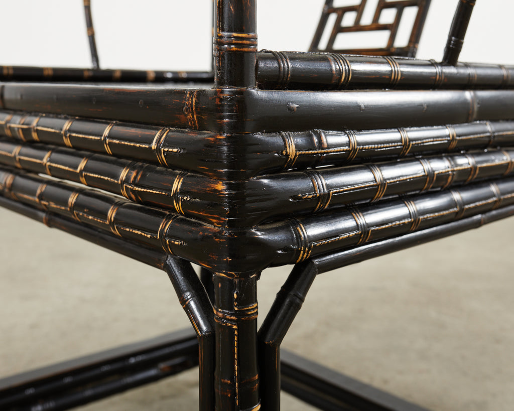 Pair of Chinese Ming Style Bamboo Horseshoe Armchairs