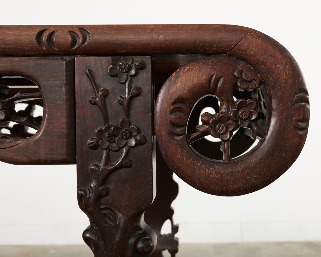 Chinese Export Rosewood Carved Altar Console Table