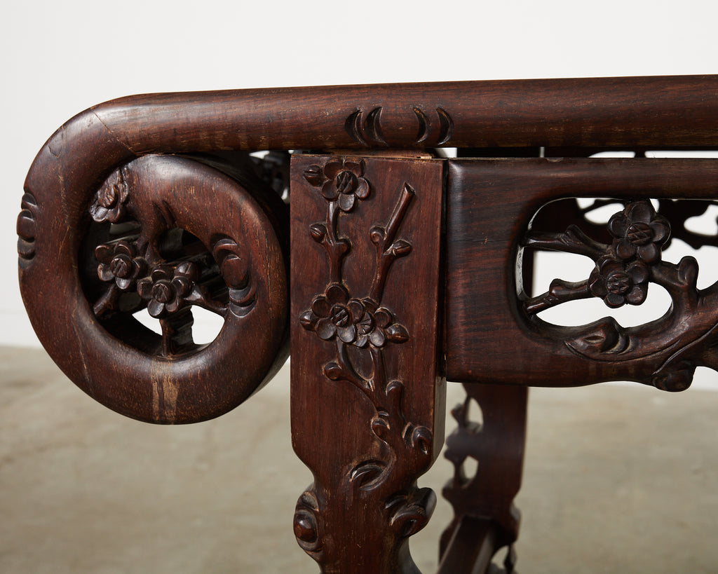 Chinese Export Rosewood Carved Altar Console Table
