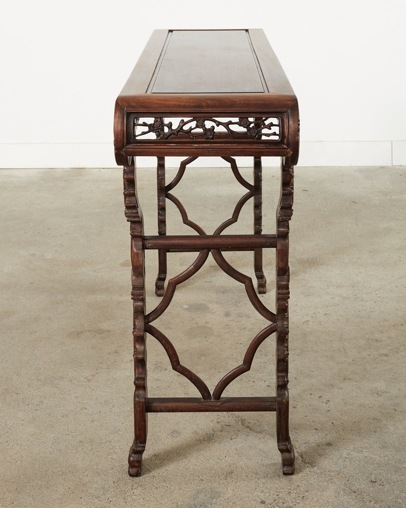 Chinese Export Rosewood Carved Altar Console Table
