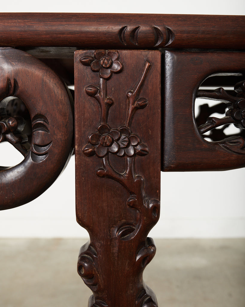 Chinese Export Rosewood Carved Altar Console Table