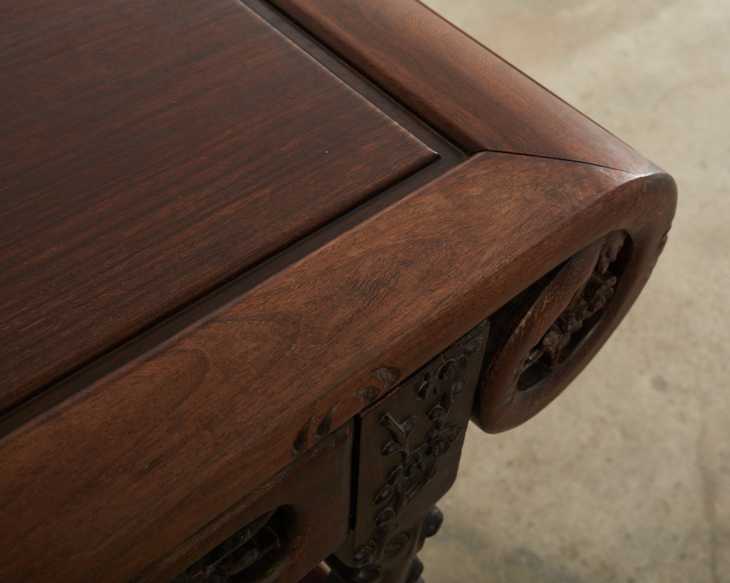 Chinese Export Rosewood Carved Altar Console Table