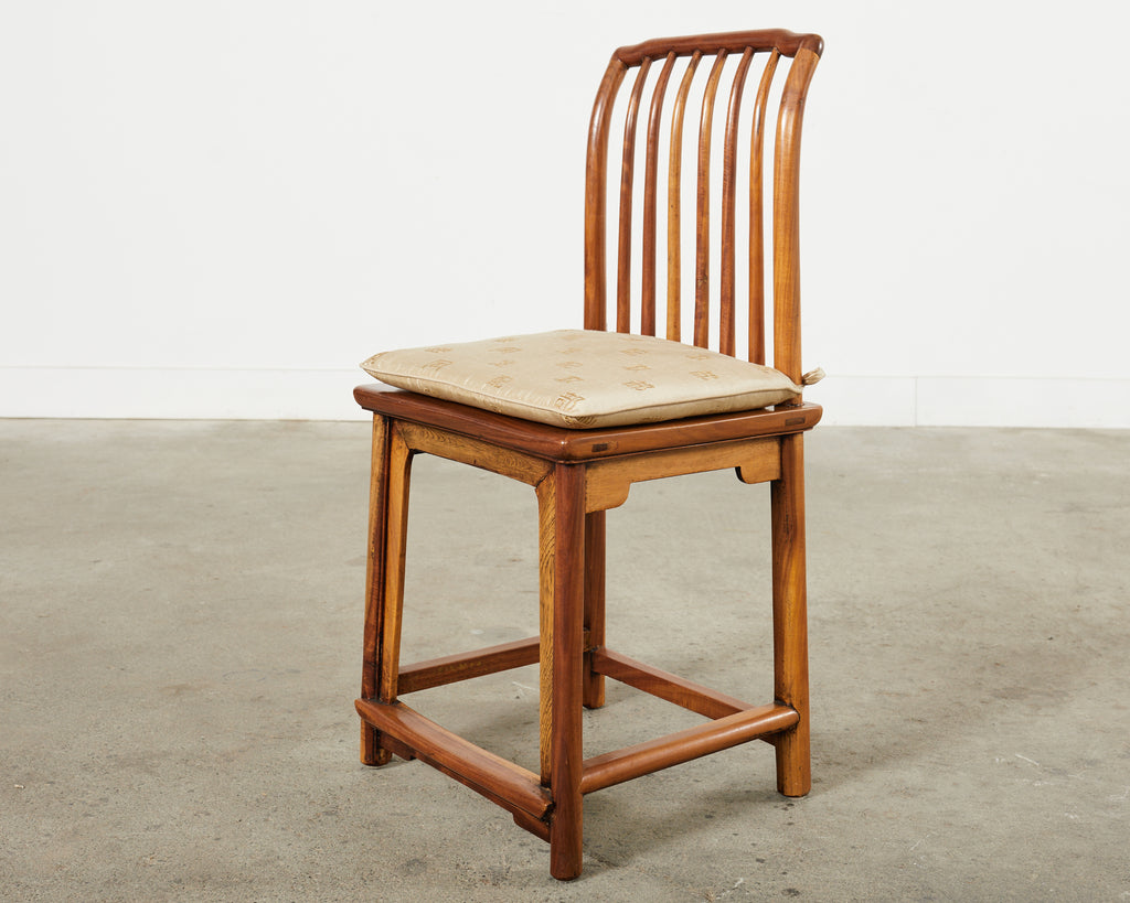 Set of Four Chinese Provincial Spindleback Elm Dining Chairs